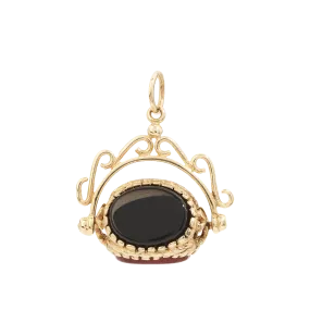 Vintage Carnelian, Onyx And Heliotrope Wheel of Fortune Charm
