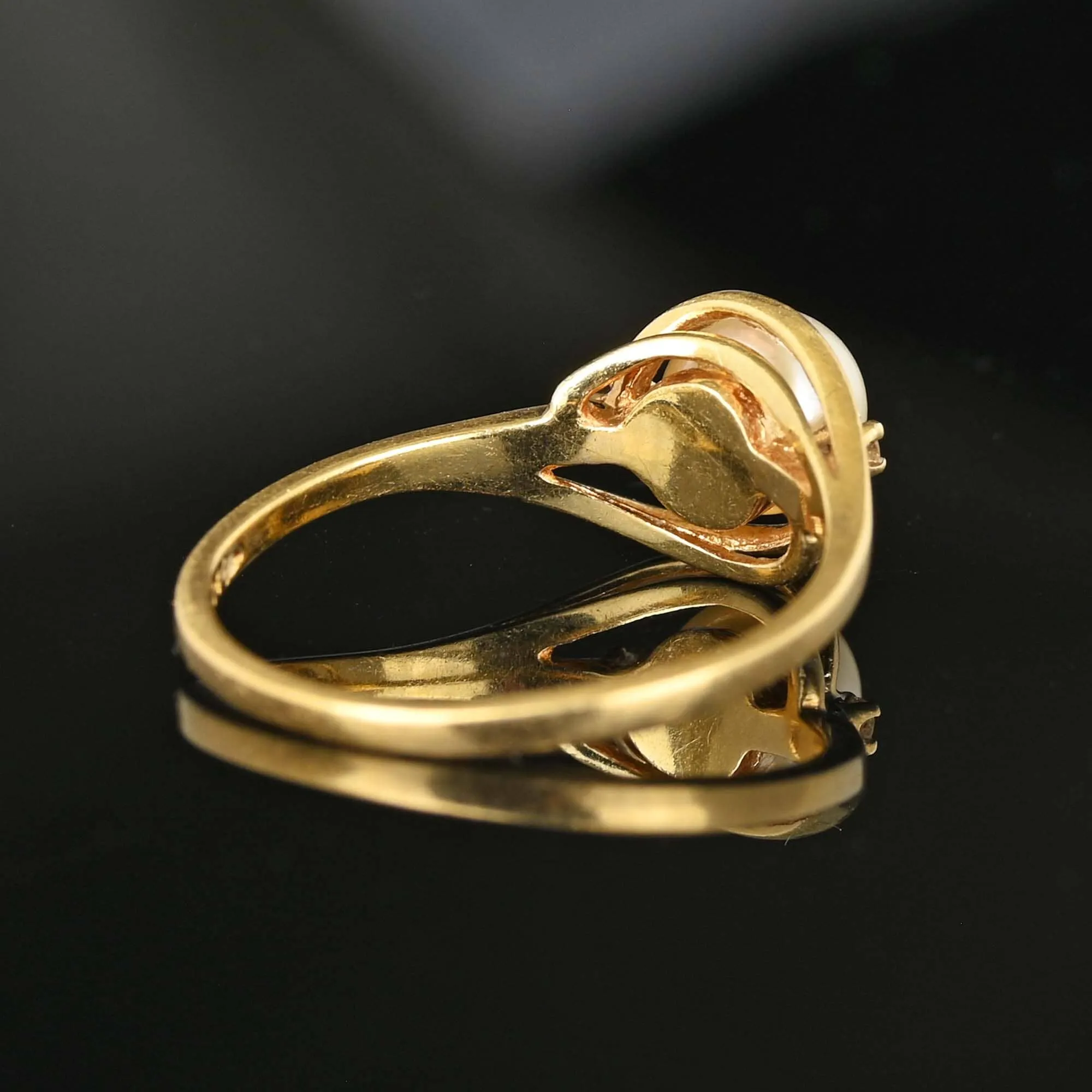Vintage Diamond Accent Pearl Solitaire Ring
