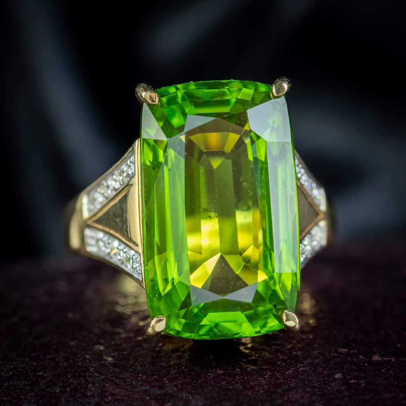 Vintage Peridot Diamond Cocktail Ring 16.5ct Peridot