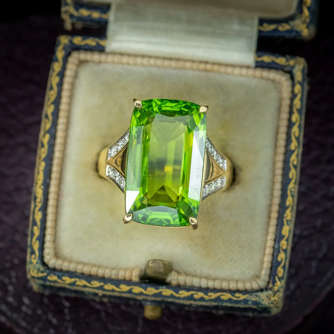 Vintage Peridot Diamond Cocktail Ring 16.5ct Peridot