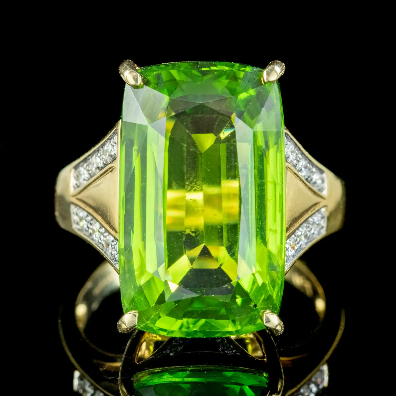 Vintage Peridot Diamond Cocktail Ring 16.5ct Peridot