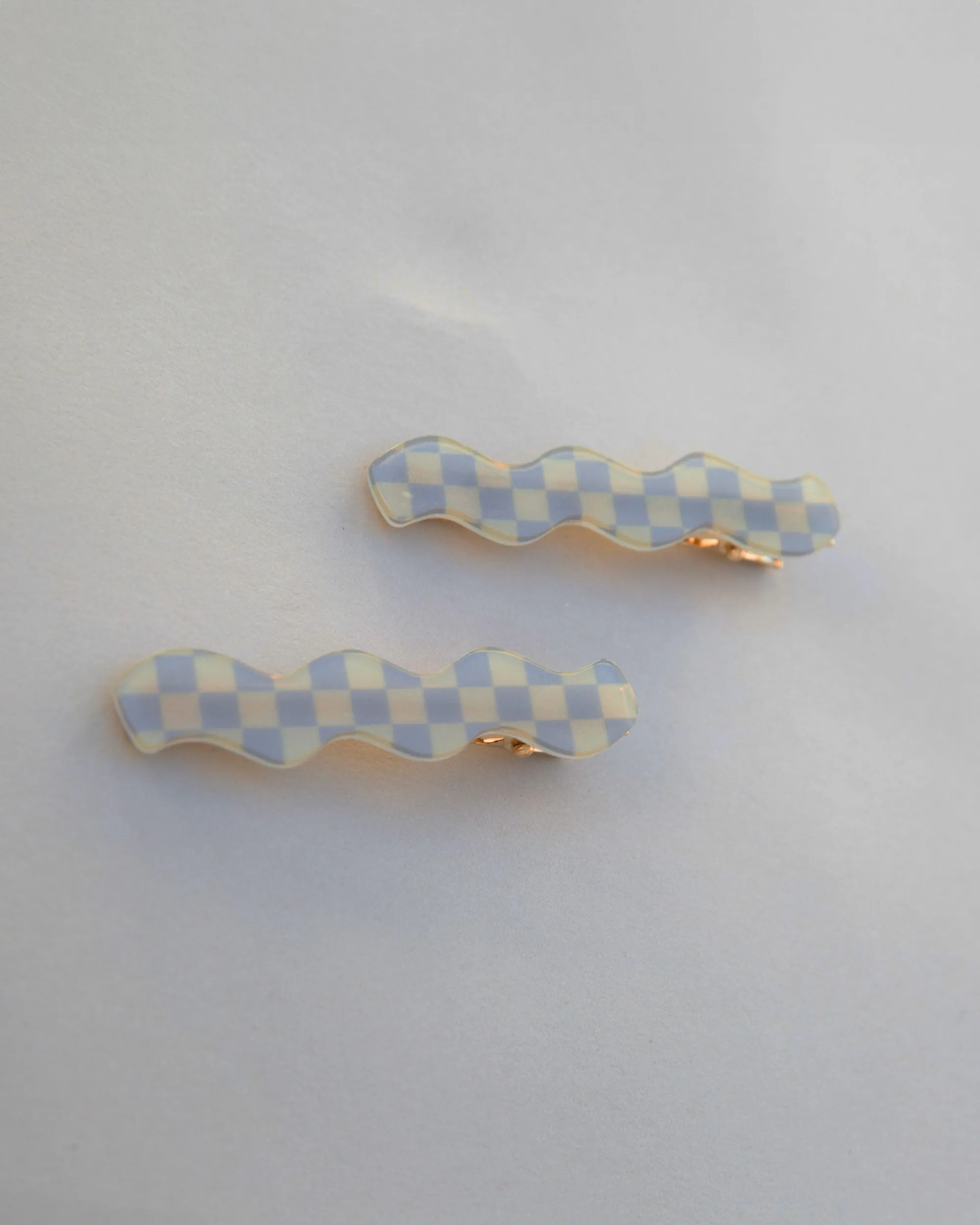 Wavy Barrette Set - Checkered