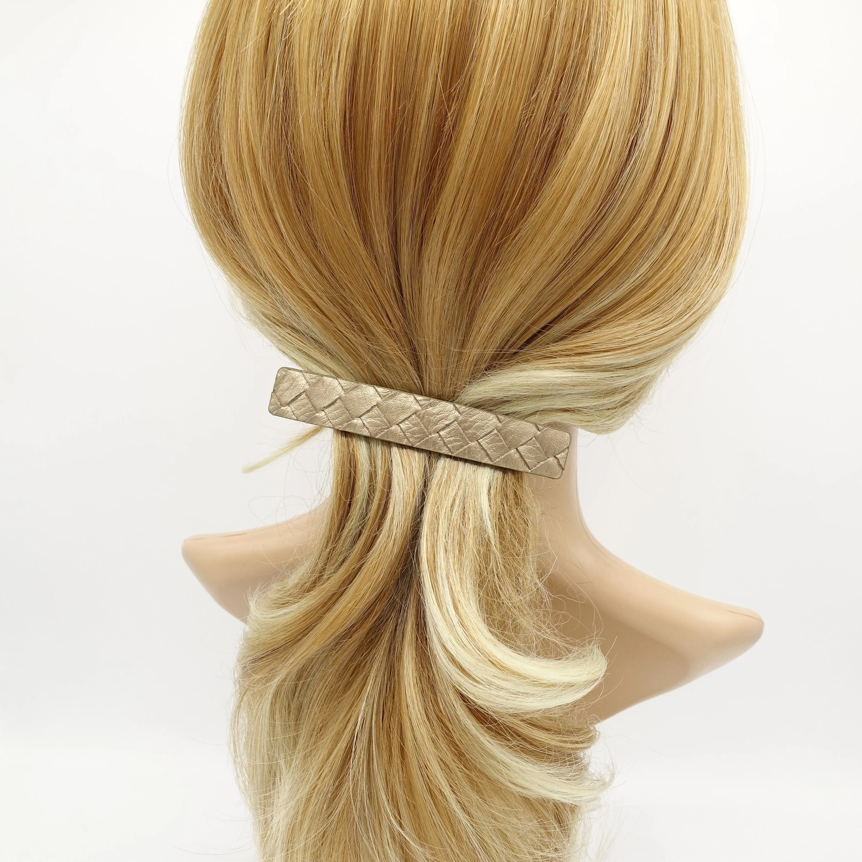 weaved leather hair barrette for women