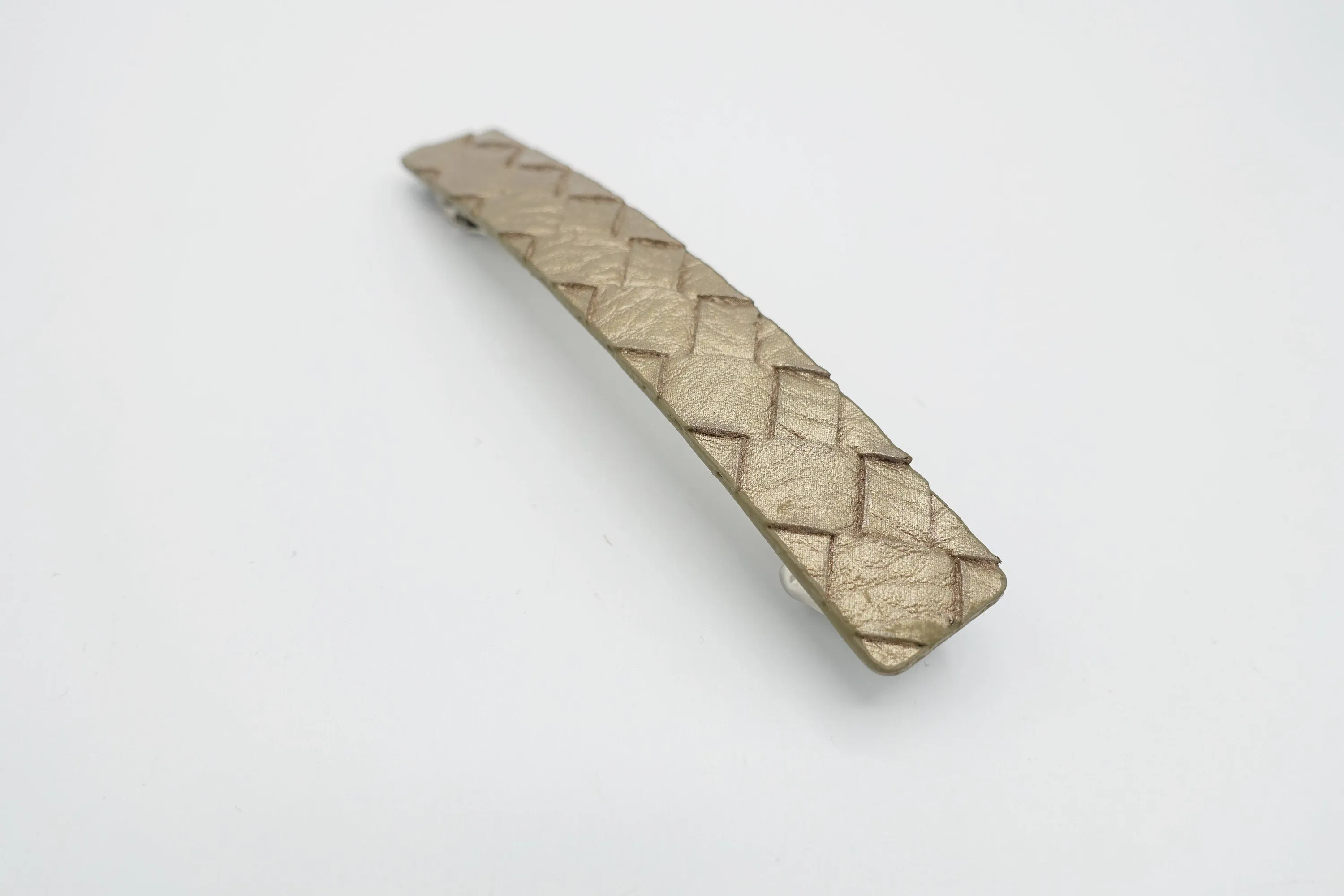 weaved leather hair barrette for women