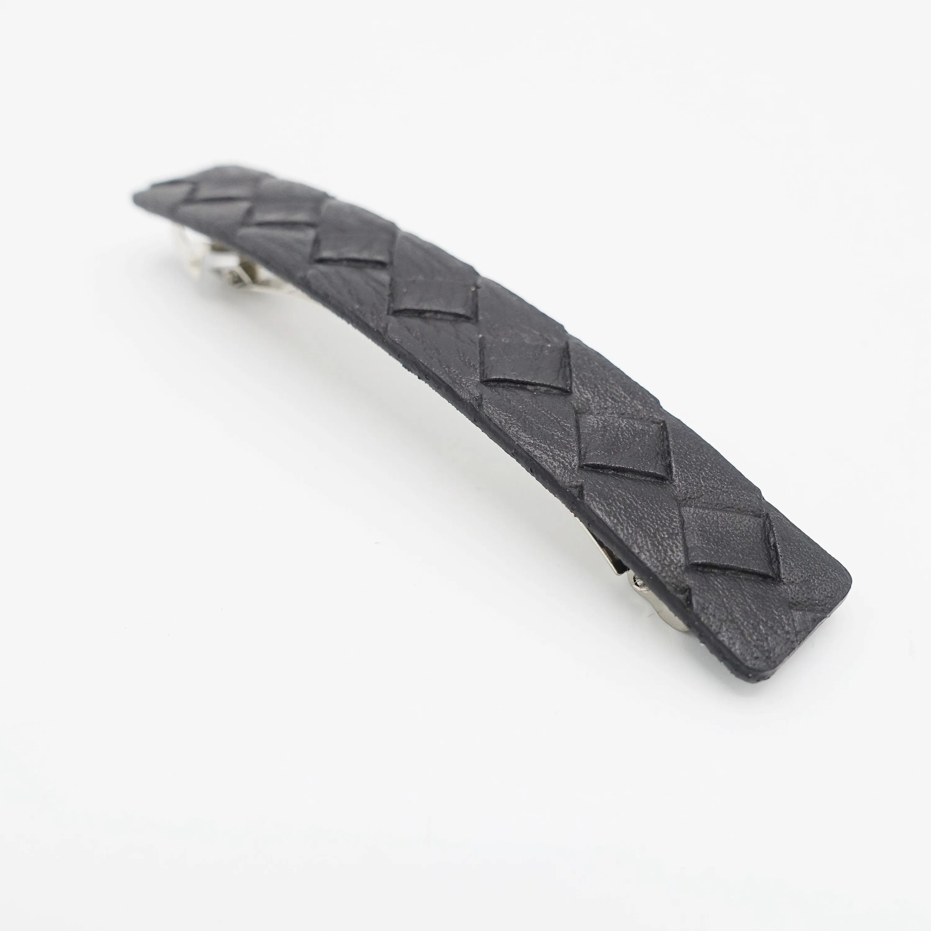 weaved leather hair barrette for women