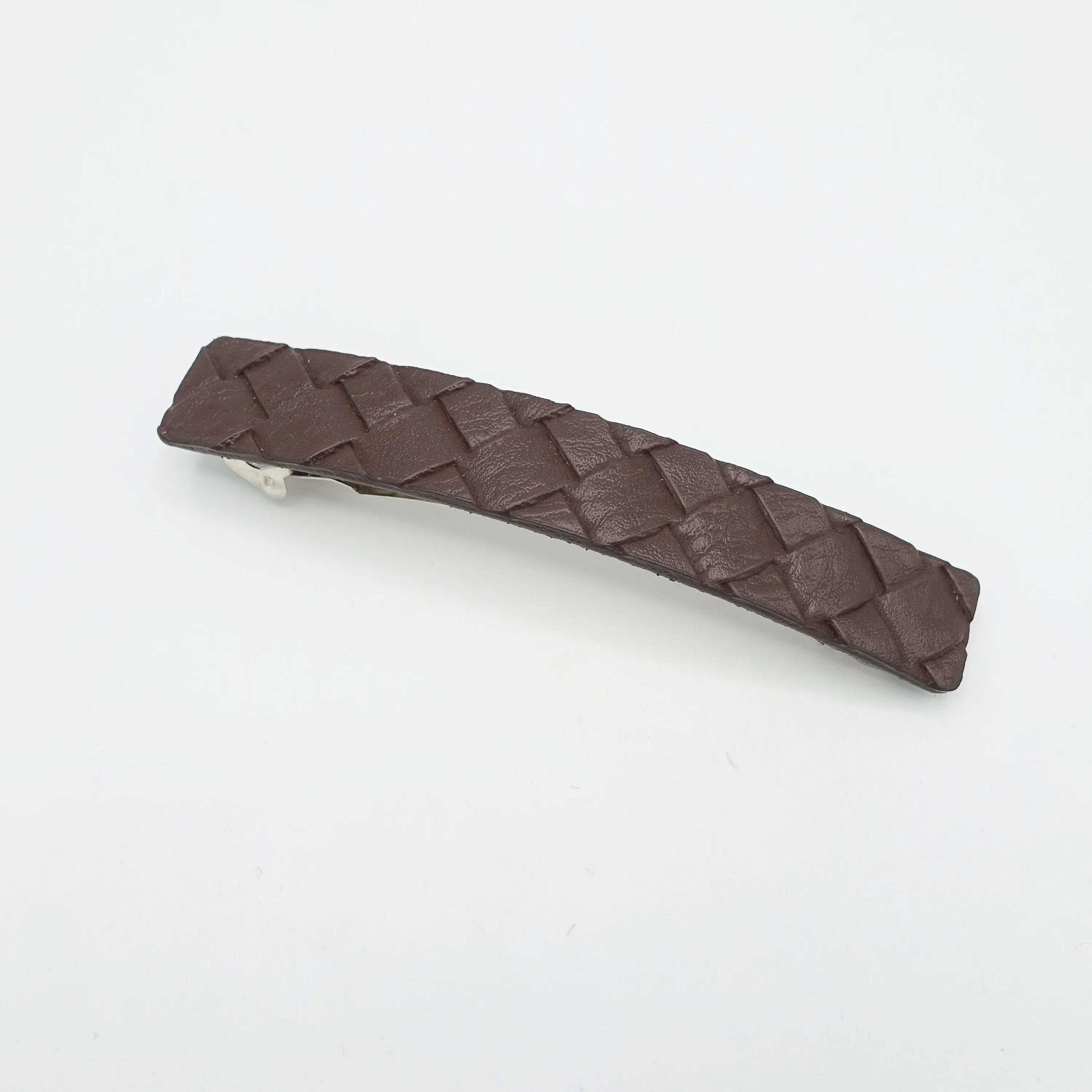 weaved leather hair barrette for women