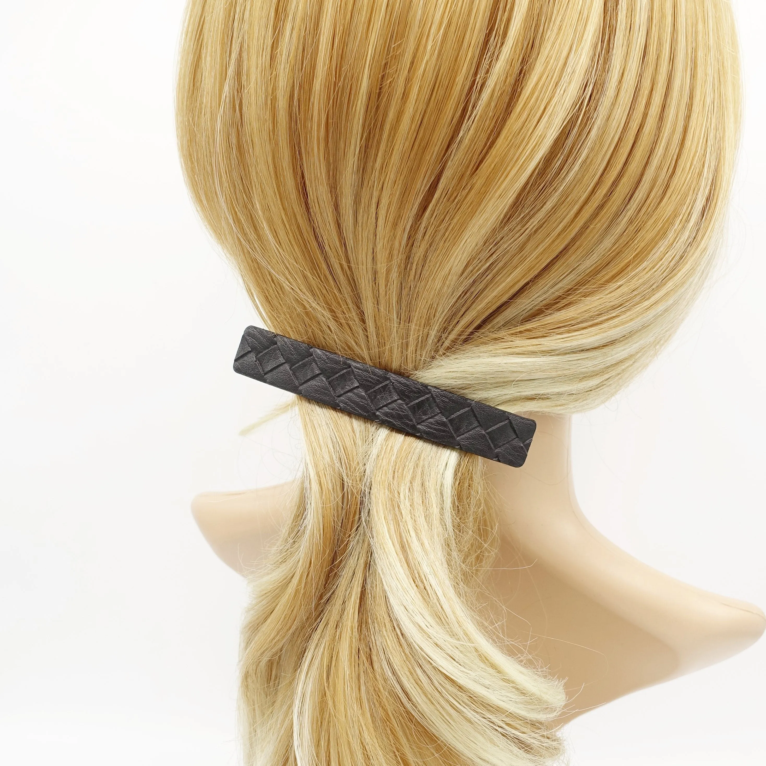 weaved leather hair barrette for women