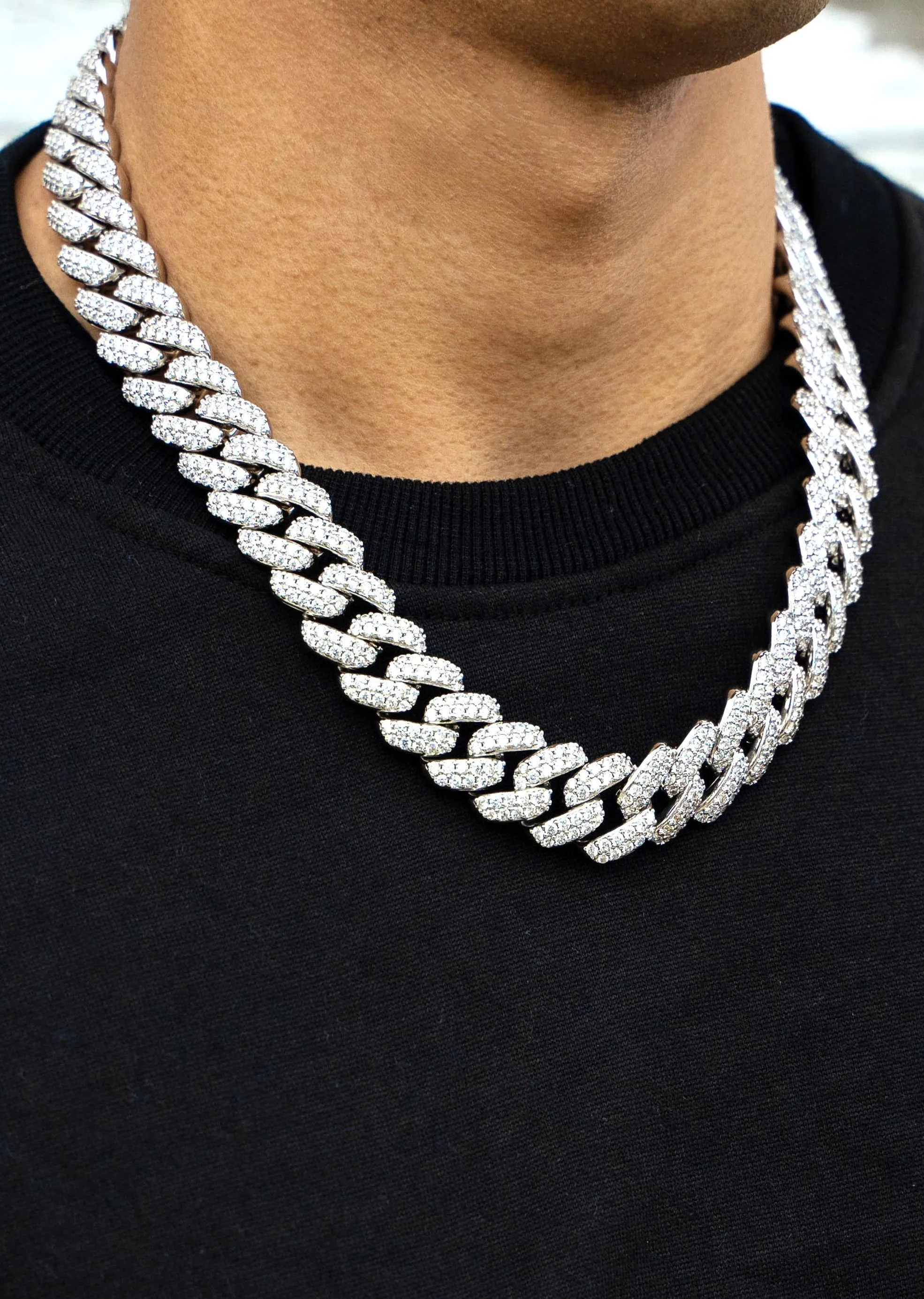 White Gold Plated Iced Out Miami Cuban Link Chain & Bracelet