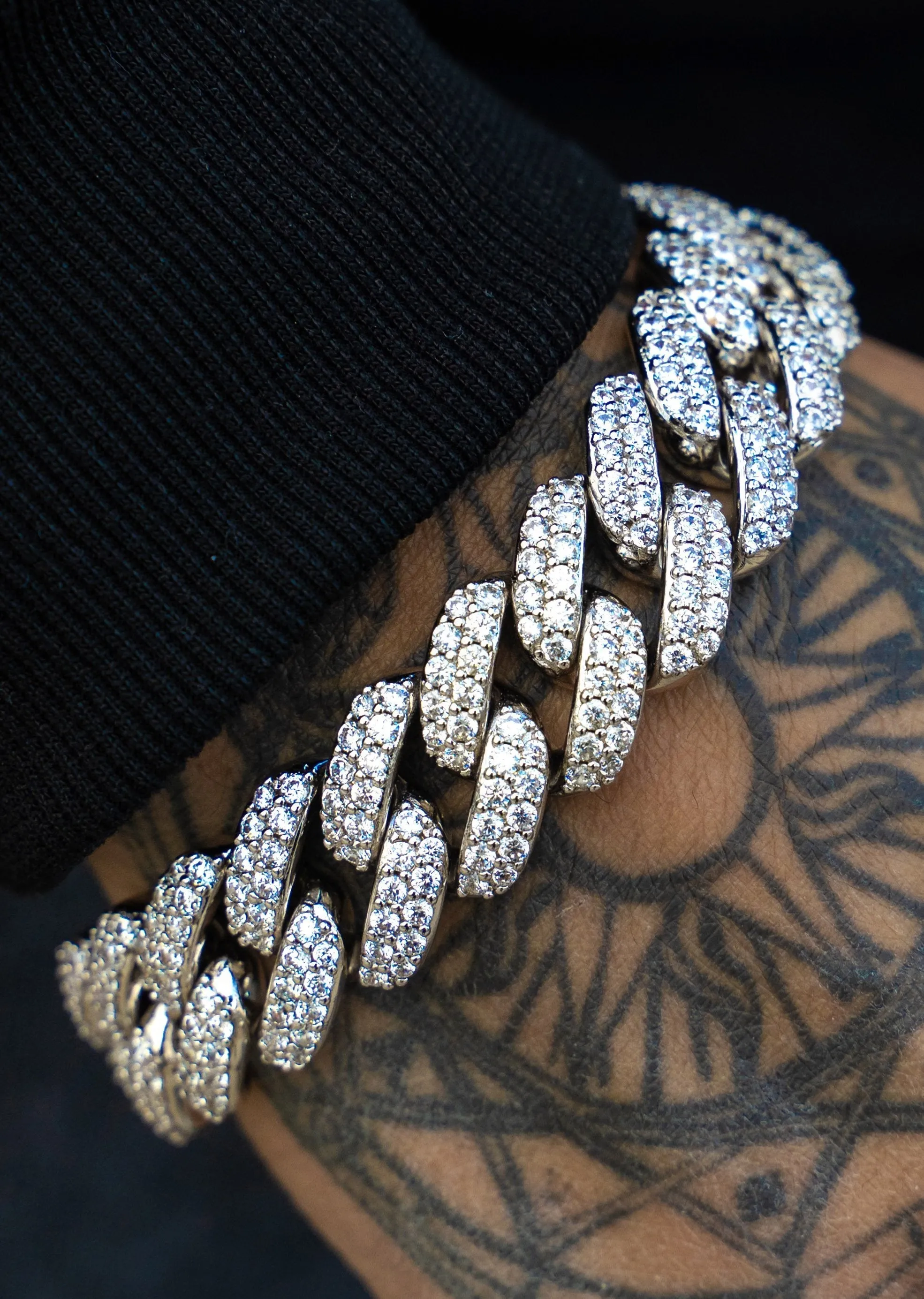 White Gold Plated Iced Out Miami Cuban Link Chain & Bracelet