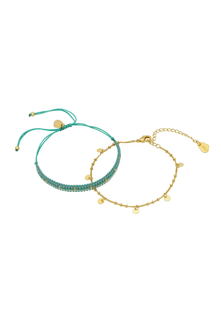 Woven Duo Beaded Charm Bracelets