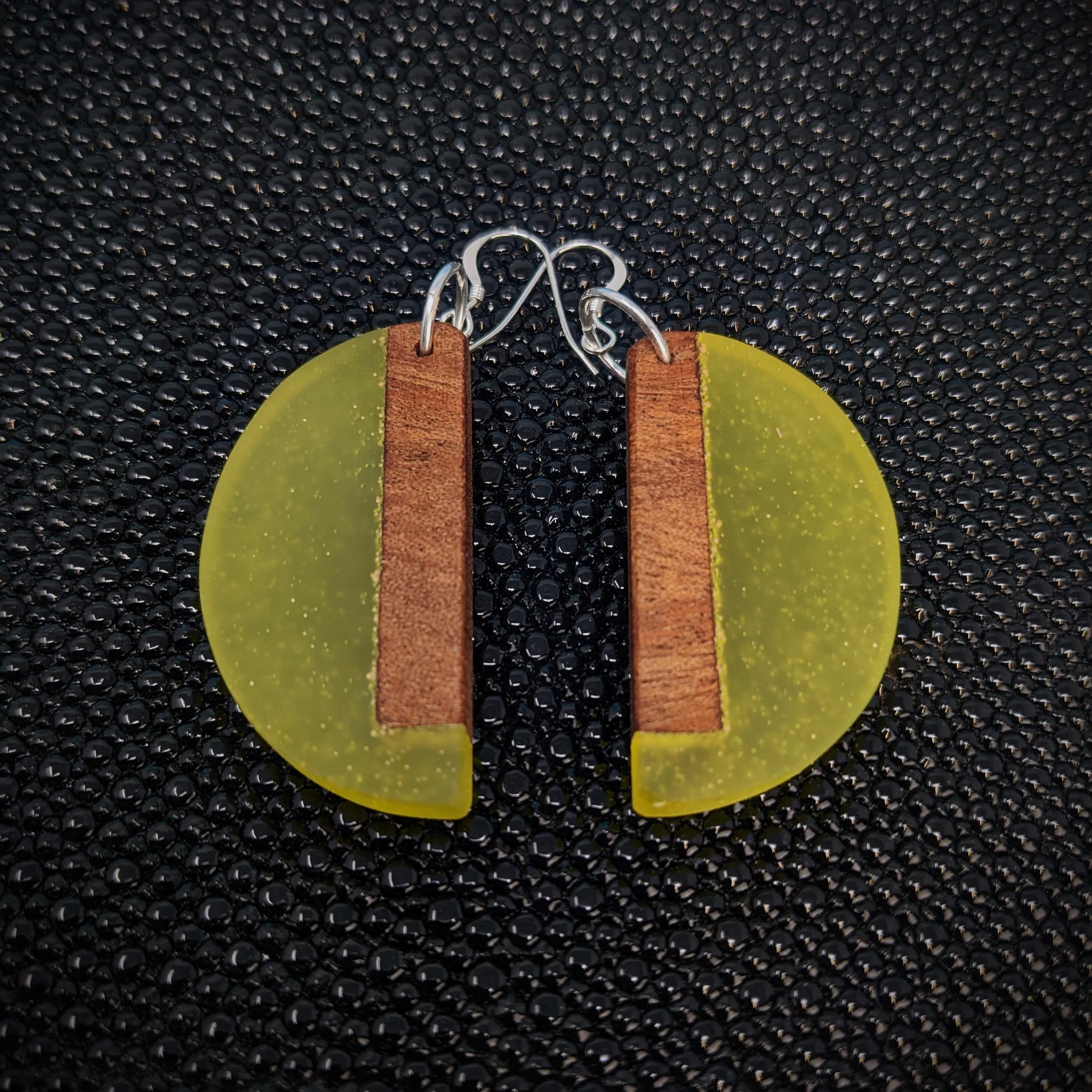 Yellow Semicircle Dangle Earrings