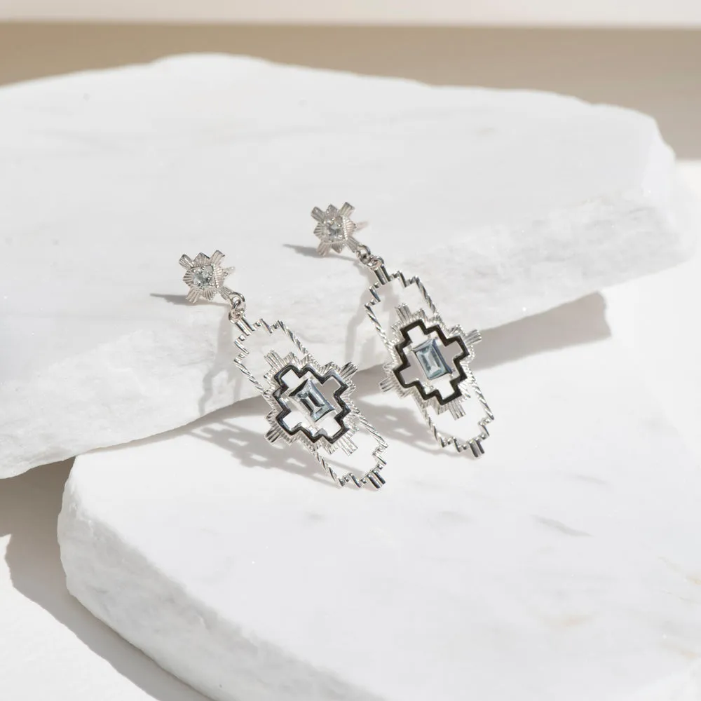 Zoe & Morgan Munay Earrings - Sterling Silver & Aquamarine & Zircon