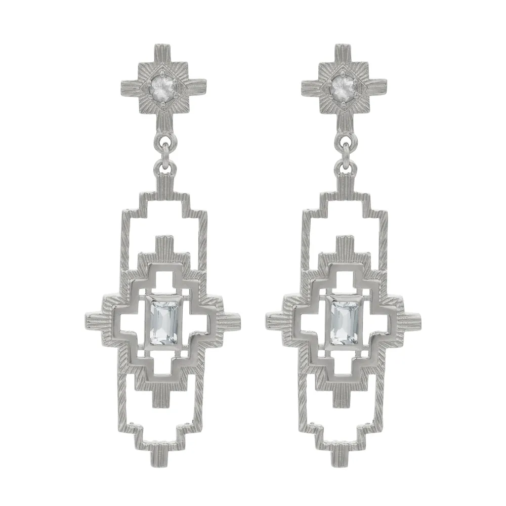 Zoe & Morgan Munay Earrings - Sterling Silver & Aquamarine & Zircon